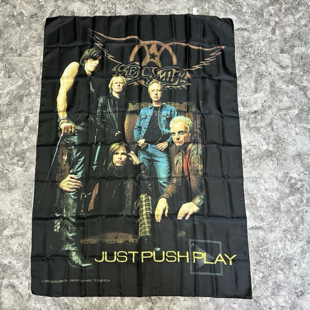 Vintage Aerosmith Just Push Play Flag Polyester Banner (2001)